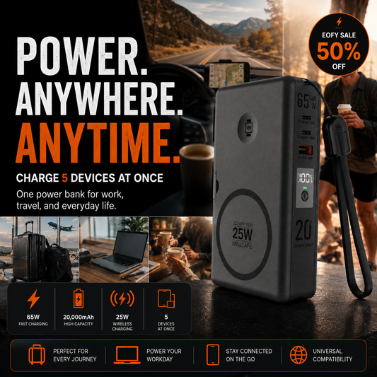 SnapAmpSi™ NxG 8™ — 20,000mAh 65W Portable Powerbank