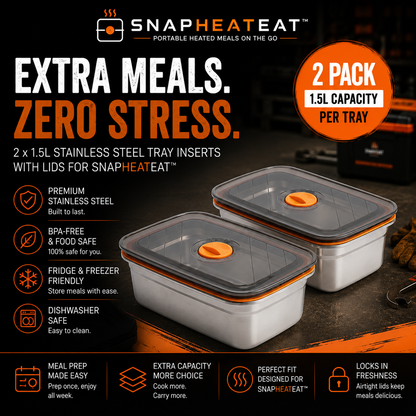 SnapHeatEat™ 1.5L Tray Insert & Lid - 2 Pack