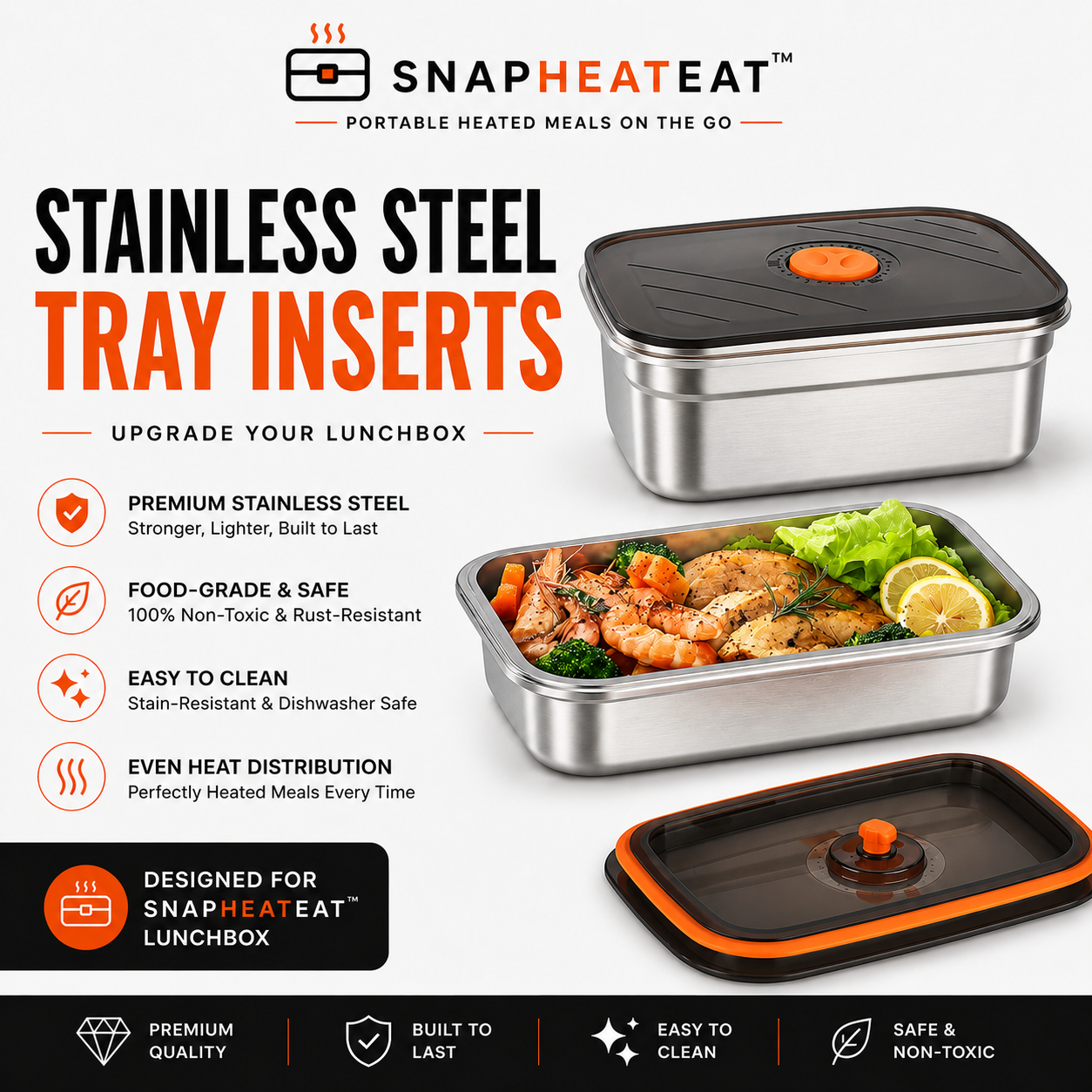 SnapHeatEat™ Tray Insert & Lid