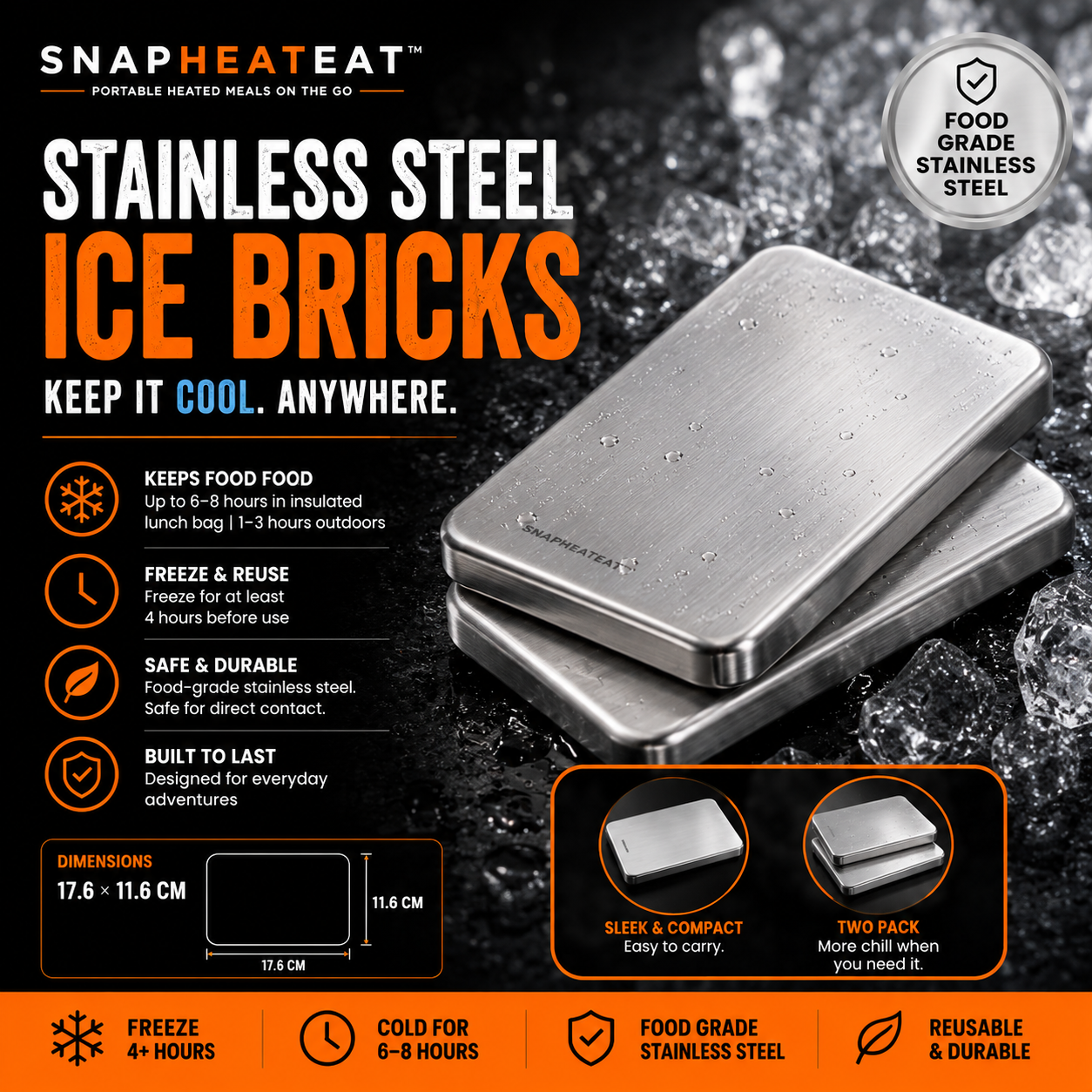 Ice Bricks with lunch bag - SnapHeatEat