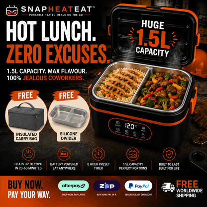 SnapHeatEat™ Huge 1.5 Electric Lunch Box with Divider