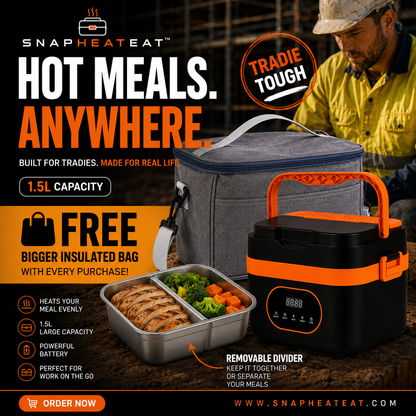 SnapHeatEat™ Huge 1.5 Electric Lunch Box with Divider