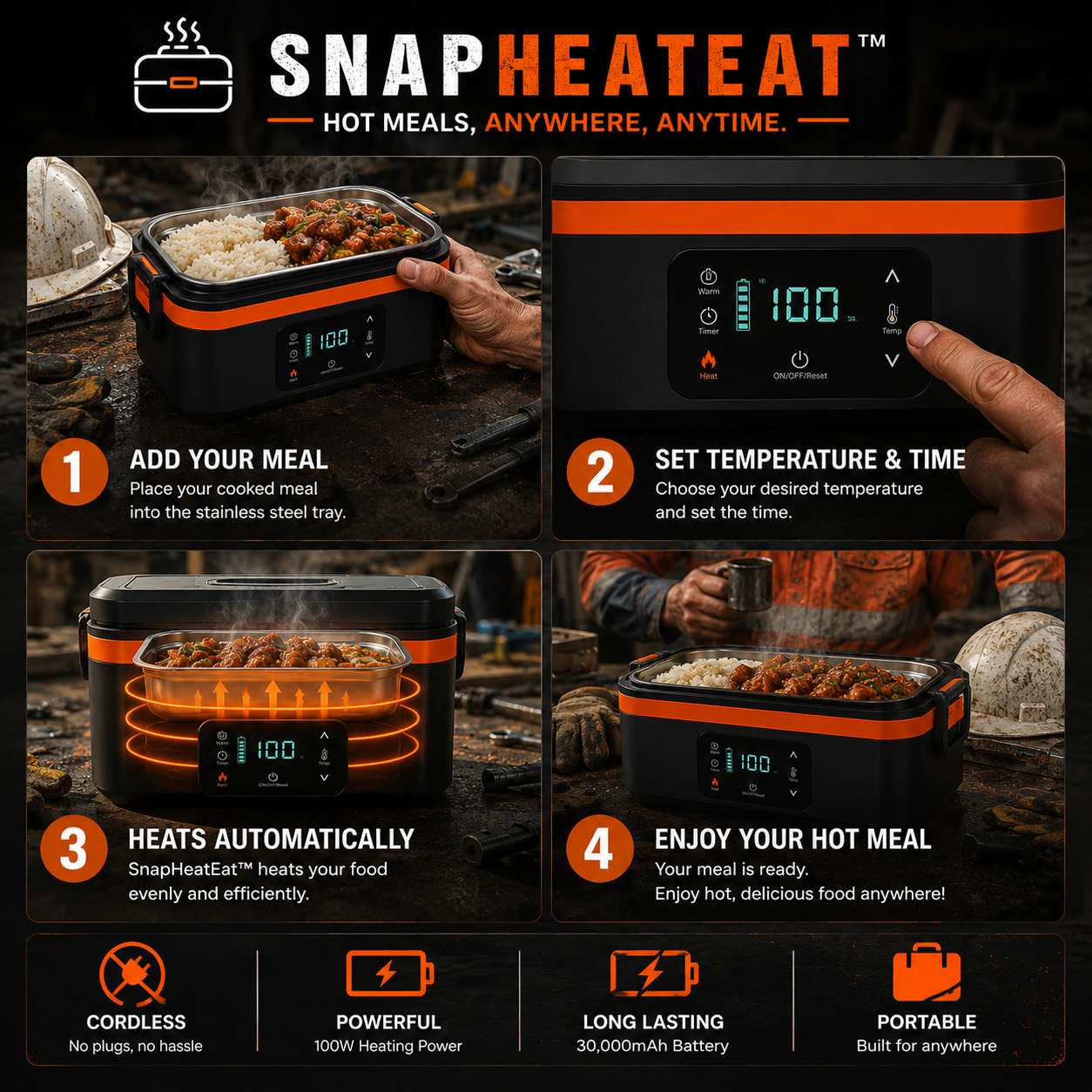 SnapHeatEat™ Original 1.35L Electric Lunch Box