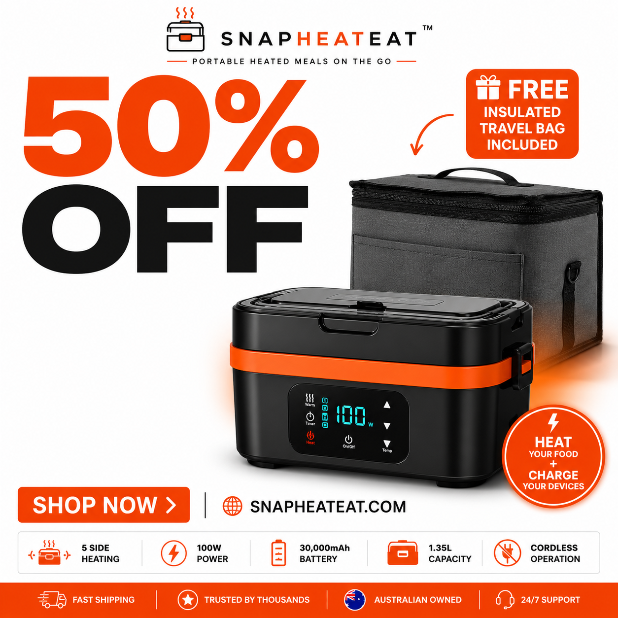 SnapHeatEat™ Electric Lunch Box