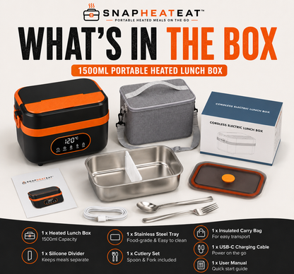 SnapHeatEat™ Huge 1.5 Electric Lunch Box with Divider