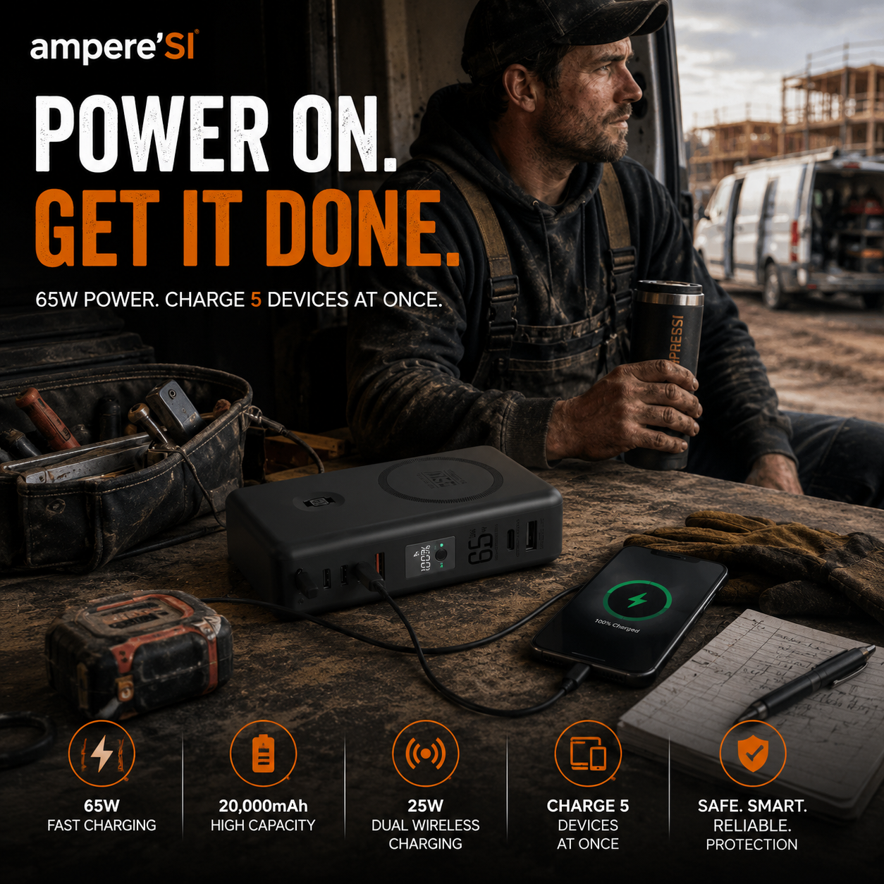 ampere'SI NxG 8™ — 20,000mAh 65W Portable Powerbank