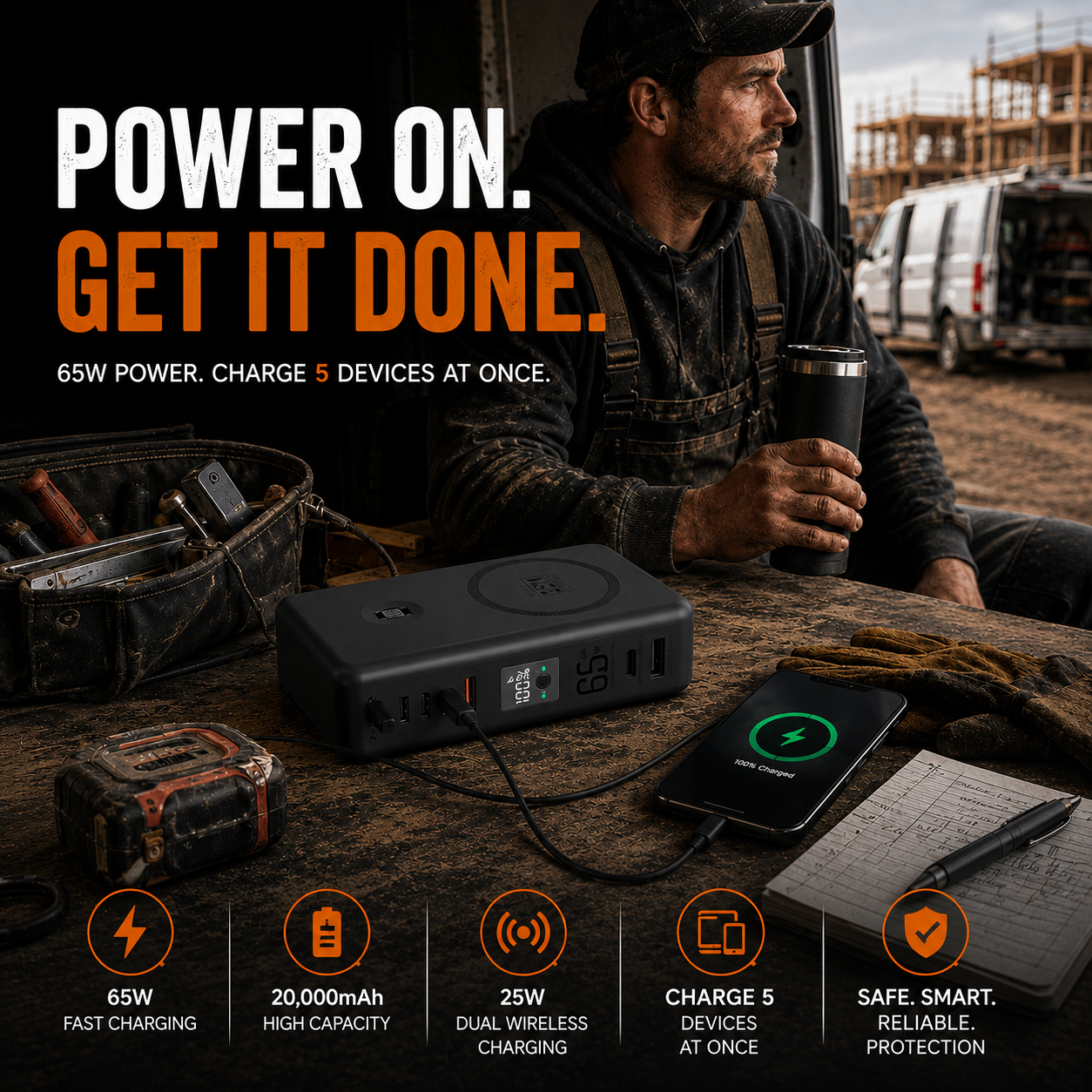SnapAmpSi™ NxG 8™ — 20,000mAh 65W Portable Powerbank